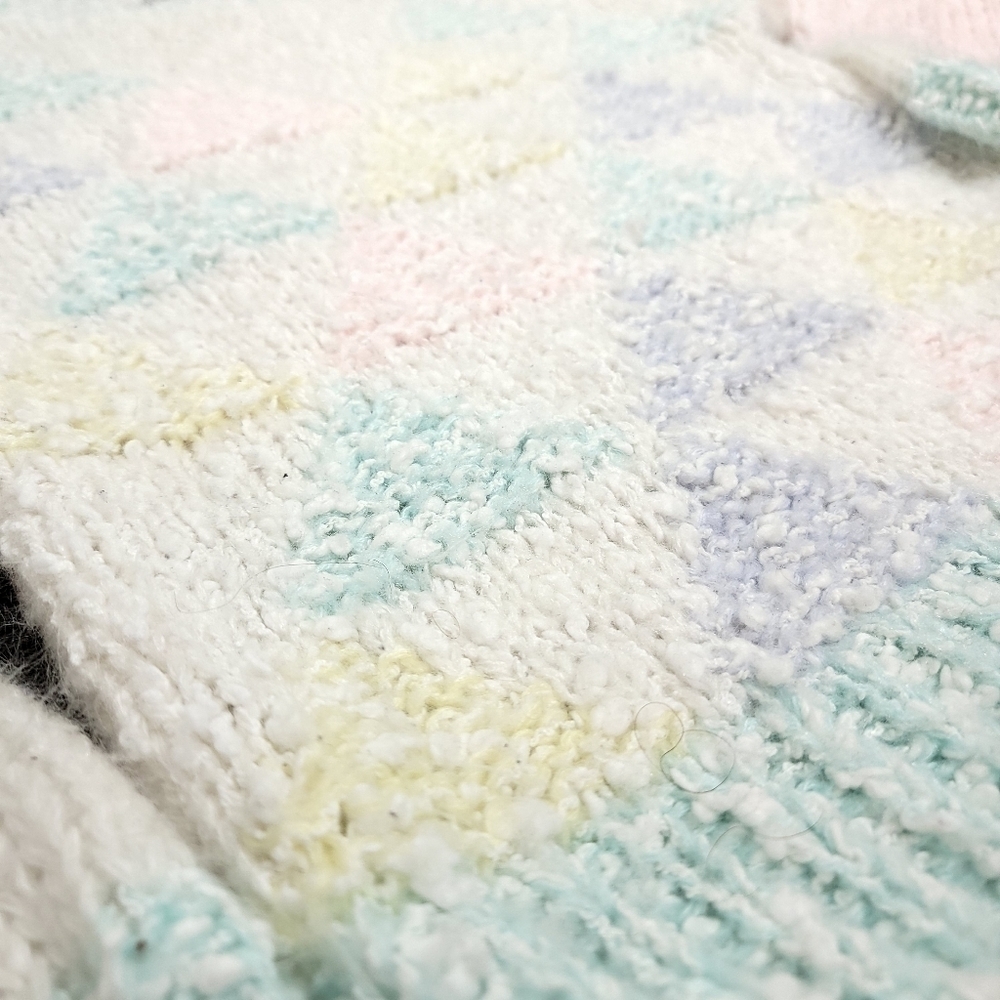 Hand Knit Grant Park Women's Small Acrylic Pastel Triangular Pattern RN# 67720 - Picture 4 of 12